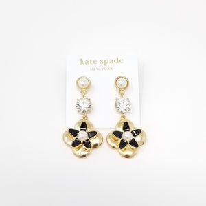 Kate Spade Long Black and Pearl Earrings